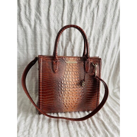 NWT BRAHMIN Ombre Mini Melbourne Collection Whiskey Caroline Satchel Bag - Picture 2 of 8